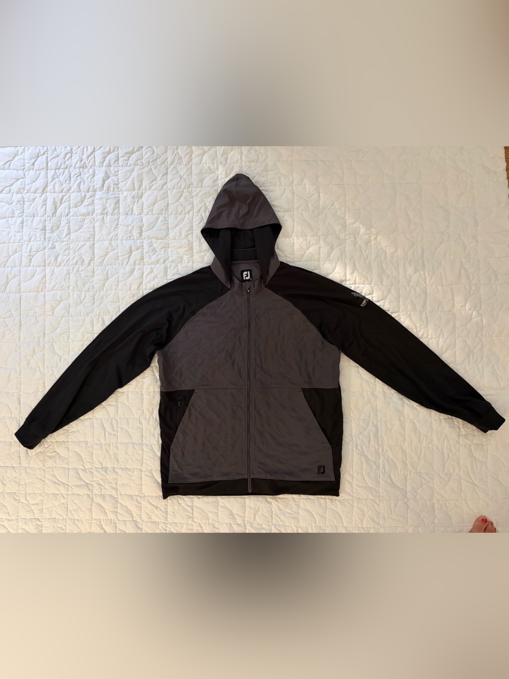 FootJoy Black and Gray Men's Windbreaker Jacket - Bobby Jones Golf Course
